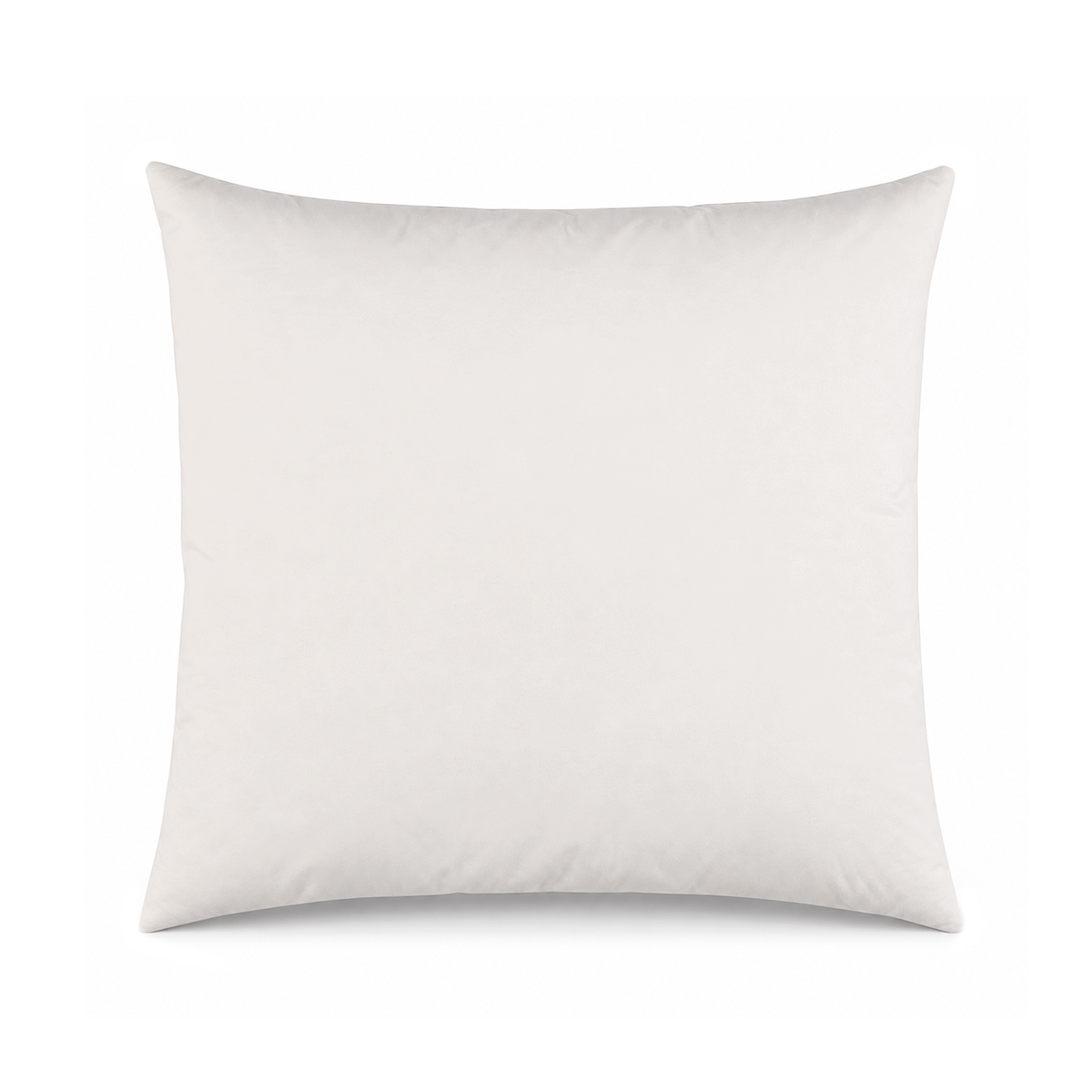 Wit binnenkussen 40x40 cm met veren en dons, recht van voren op witte achtergrond