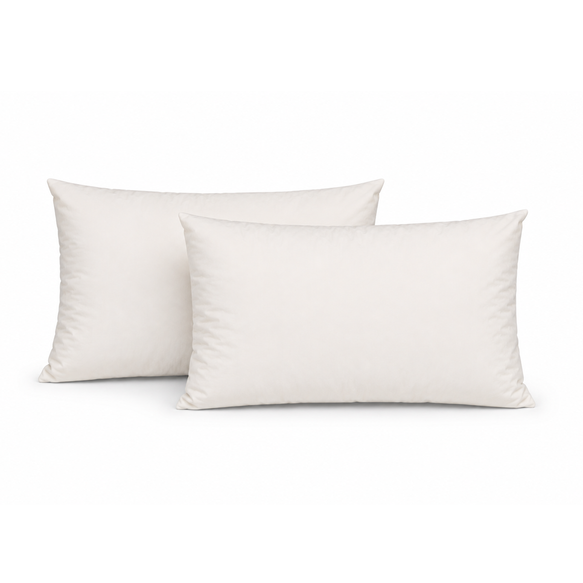Set van 2 witte rechthoekige binnenkussens 30x50 cm, op witte achtergrond
