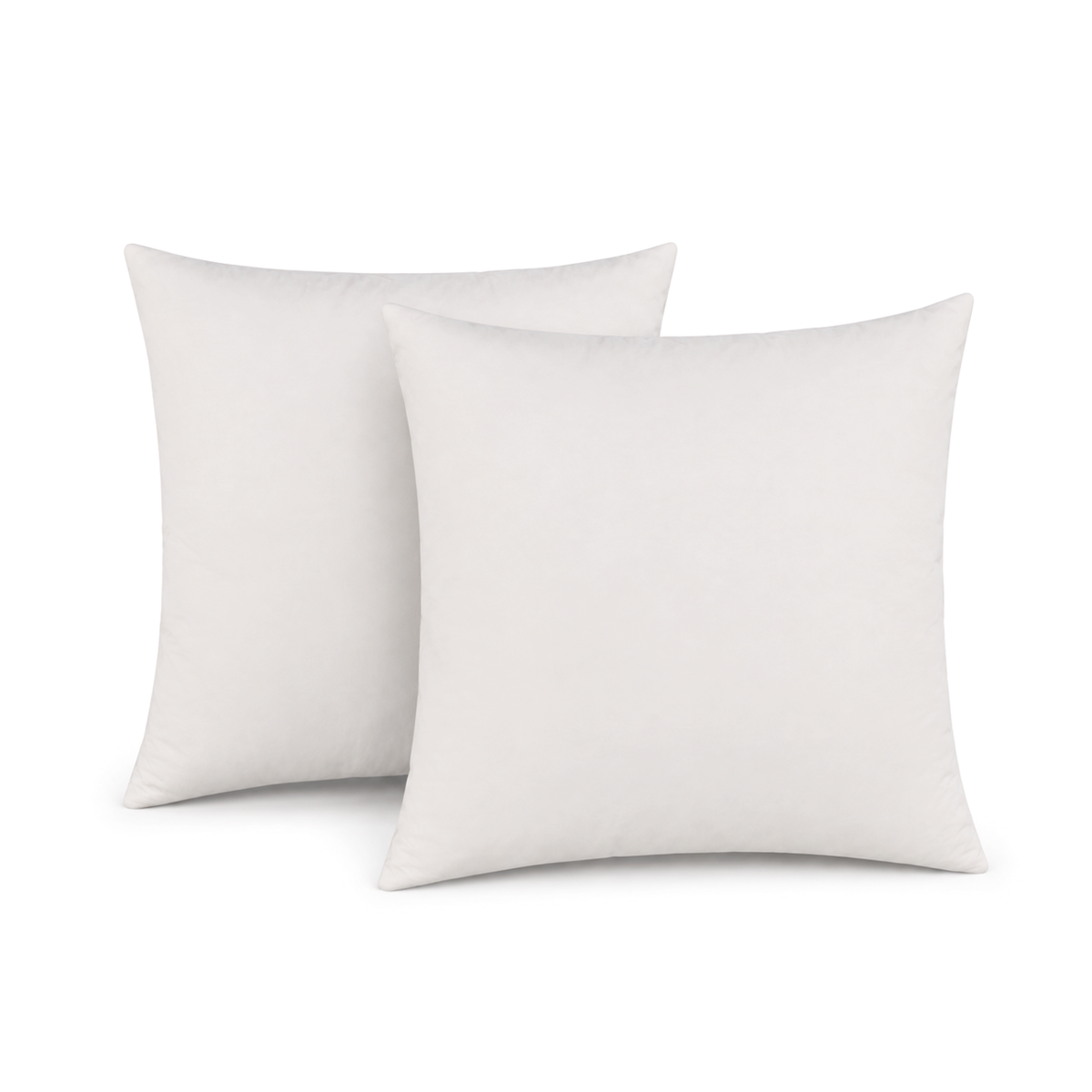 Set van 2 witte binnenkussens 40x40 cm, met eendenveren vulling en katoenen tijk