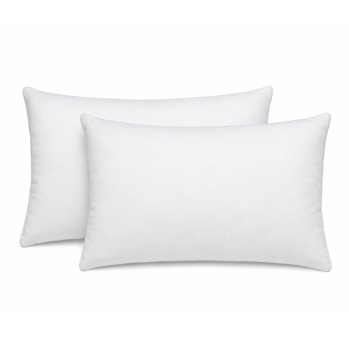 Set van 2 witte polyester binnenkussens 40x60 cm, rechthoekig op witte achtergrond
