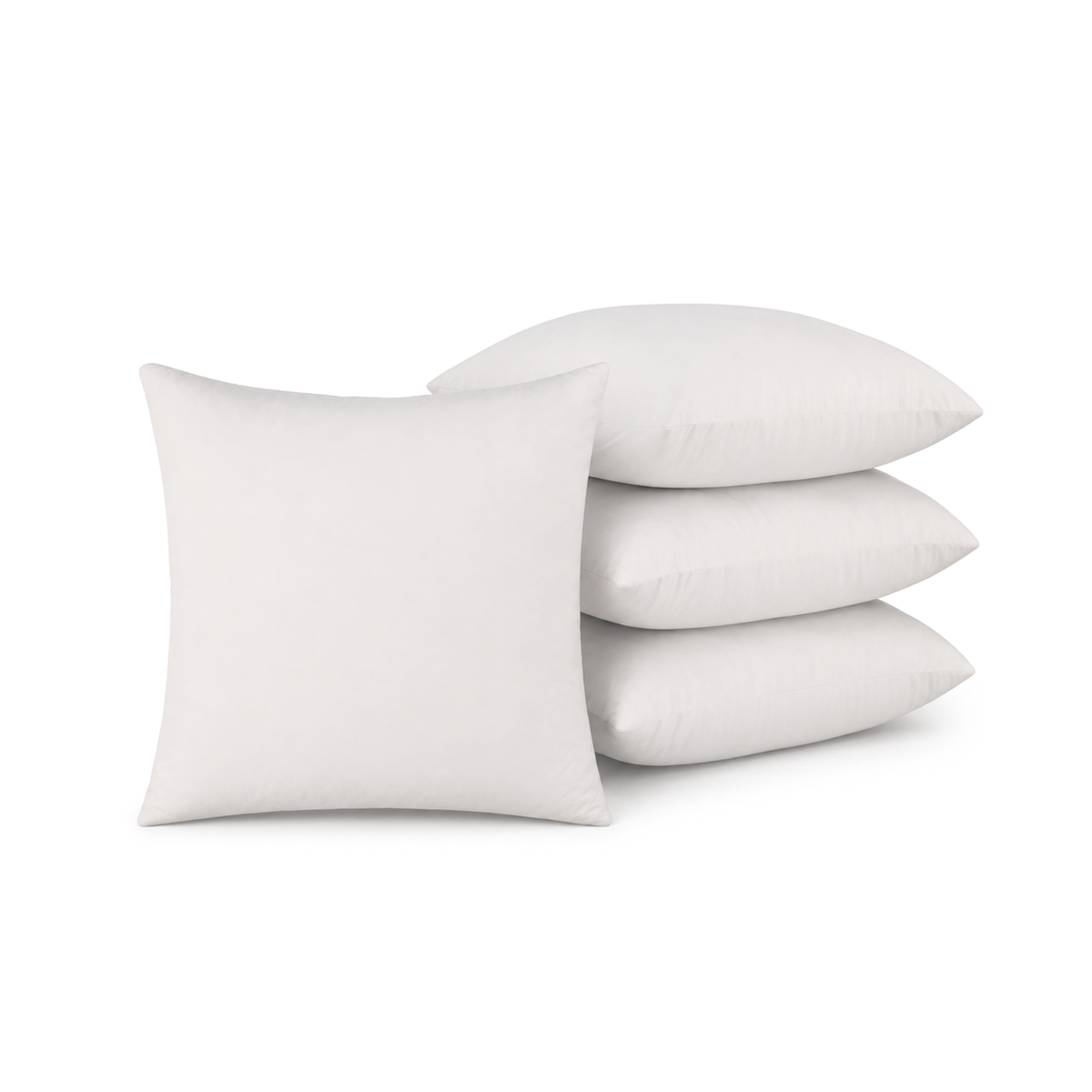 Set van 4 binnenkussens 40x40 cm, witte tijk met eendenveren vulling